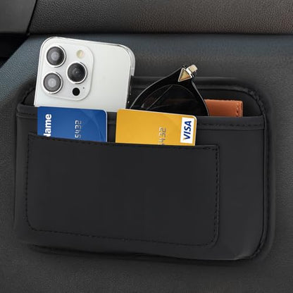 Accmor 2pcs Universal Car Side Pocket Organizer, PU Leather Car Pocket Pouch Cell Phone Sunglasses Holder Organizer Accessories for Car Seat, Door, Window, Console