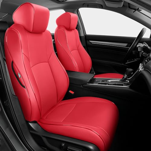 Custom Fit Seat Covers for Honda Accord LX：2018 2019 2020 2021 2022 Faux Leather Full Set Compatible Airbag Car Seat Protector Rear Seat Solid Folding Backrest Red - color: Red, size: 2018-2022 LX W/Rear Solid Folding Backrest