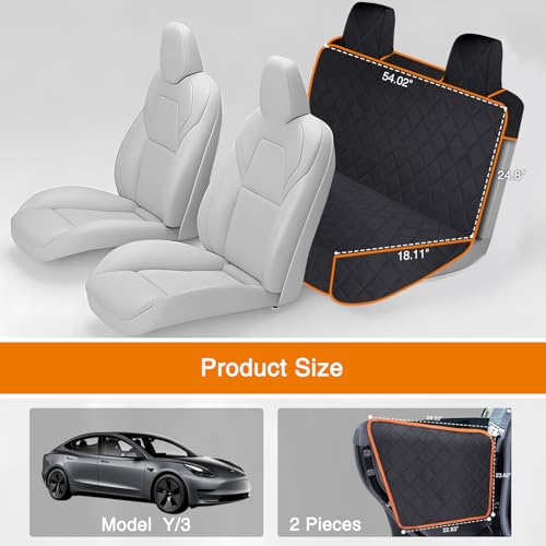 Back Seat Cover for Tesla Model Y/3 with 2 PCS Door Protector Easy to Install Rear Seat Protector for Kids/Dogs Protects Car Seat from Messes No Chemical Smell Bench Seat Cover for Model Y/3 - size: Bench Style