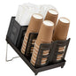 Cup and Lid Holder, Disposable Paper Cup Dispenser with Stand, 6 Slots Coffee Cup and Lid Storage Holder with Straw Organizer for Coffee Station Bar Office Home Countertop Breakroom Restaurant