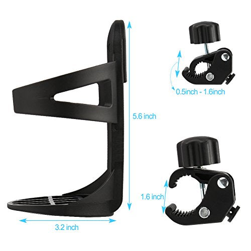 Accmor Stroller Cup Holder, Universal Cup Holder for Uppababy, Nuna, Doona Strollers, Large Bottles 360 ° Rotatable Bottle Holder for Stroller, Wheelchair, Walker, Scooter - size: 2 pack