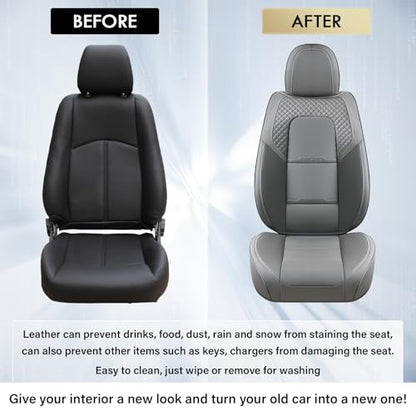 Coverado Car Seat Covers Front Seats, 2 Piece Car Seat Protector with Removable Headrest, Nappa Leather Breathable Front Seat Cushion Side All Wrapped Universal Fit Truck Automotive Most Cars Gray - color: Nappa-Gray, size: Front
