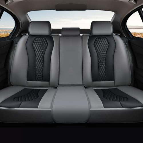 Coverado Car Seat Covers, Back Car Seat Cover, 3-Pieces Leather Seat Cover, Luxury Car Seat Cushion, Luxury Seat Cover Seat Protector Universal Most Cars Trucks SUV - color: Gray/Black