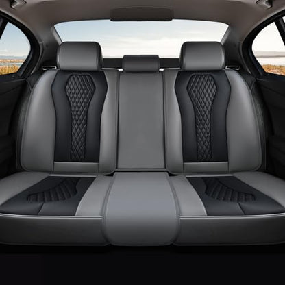 Coverado Car Seat Covers, Back Car Seat Cover, 3-Pieces Leather Seat Cover, Luxury Car Seat Cushion, Luxury Seat Cover Seat Protector Universal Most Cars Trucks SUV - color: Gray/Black