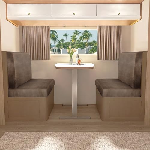 Leather Like RV Dinette Cushion Covers, RV Booth Seat Cover Stretchable Camper Cushion Couch Covers Washable Slipcovers for RV Camper Car Bench (1 Backrest Cover & 1 Bench Cover, 02Light Brown) - color: 02light Brown, size: 1 Bench Cover & 1 Backrest Cove