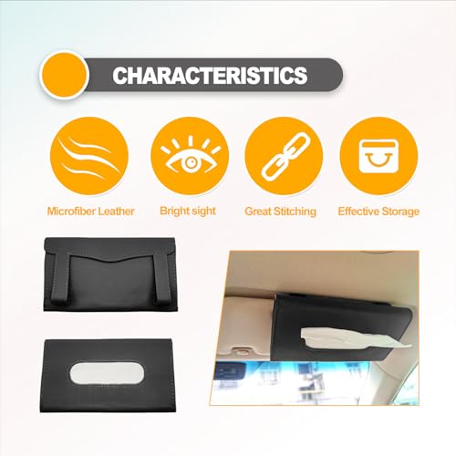Premium PU Leather Car Tissue Holder Visor for Universal Auto, Car Tissue Case Holder Seat Back with Tissue Refill, Tissue Holder (Black) - color: Black 2#