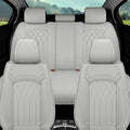 Car Seat Covers Full Set, 5 Seat Covers for Cars, Car Seat Protector Waterproof, Luxury Leather Car Seat Cushion, Car Seat Covers Front Seats and Back Fit for Most Cars (Gray, Full Set) - color: Gray