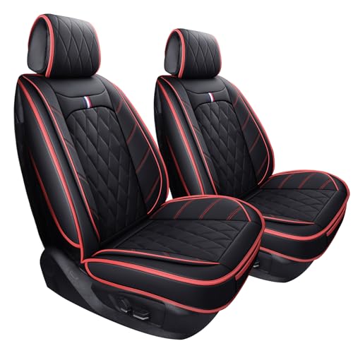Aierxuan 2 Front Drive Car Seat Covers Waterproof Leather Non-Slip Universal for Honda Civic Ford Escape Edge Fusion Kia Sorento Soul Optima Cadenza Jetta Passat Jeep (2 PCS Front, Black-Red) - color: 2 PCS Front/Black-Red