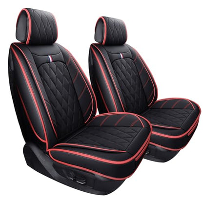 Aierxuan 2 Front Drive Car Seat Covers Waterproof Leather Non-Slip Universal for Honda Civic Ford Escape Edge Fusion Kia Sorento Soul Optima Cadenza Jetta Passat Jeep (2 PCS Front, Black-Red) - color: 2 PCS Front/Black-Red