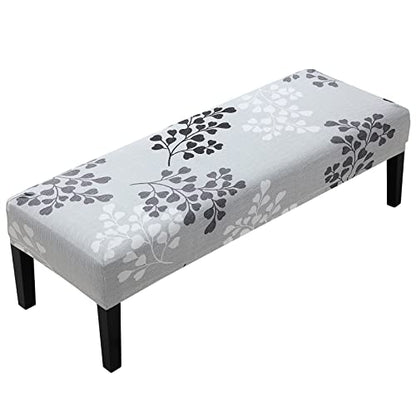 Fuloon Stretch Dining Bench Cover, Anti-Dust Removable Bench Slipcover Washable Seat Cushion Protector for Bedroom, Kitchen, Hotel, Banquet (Gray-Black) - color: Gray-black