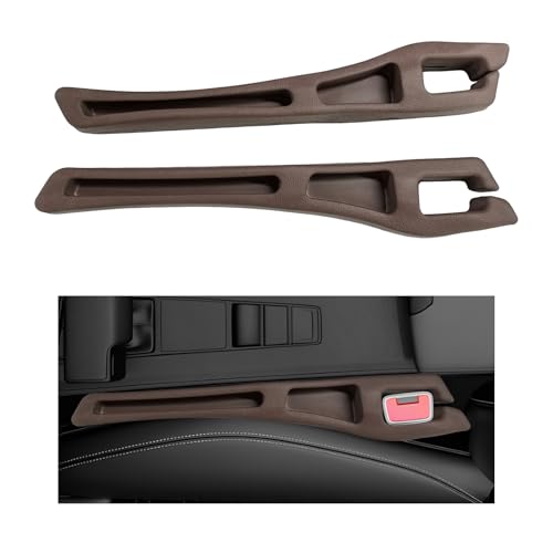 2 PCS Car Seat Gap Filler Organizer, No Drop Vehicle Seam Plug Organizer with Storage Slot, Multifunctional Console Side Gap Filler for Most Vehicles, Car Accessories (Brown) - color: Brown
