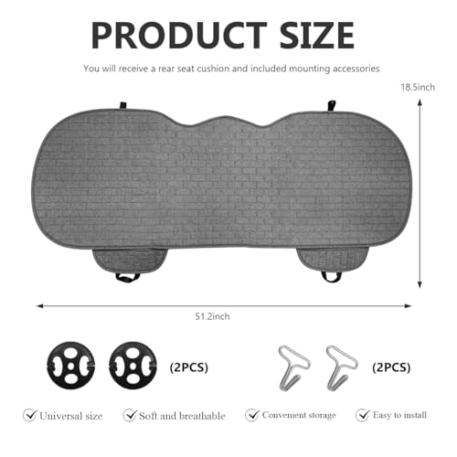 Linen Car Seat Cover, Anti-Slip Bottom Bench Protector Rear Seat Pad with Storage Pockets, Comfy Breathable Long Rear Seat Cushion Pad for Most Vehicles, Car Accessories (Rear Gray) - color: Rear Gray