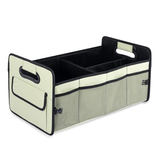 Car Trunk Organizer, Car Organizers and Storage Collapsible Multi Compartment Container Box, Adjustable Car Accessories for SUV Sedan Truck, Standard Size, Light Green - color: Light Green, size: Standard