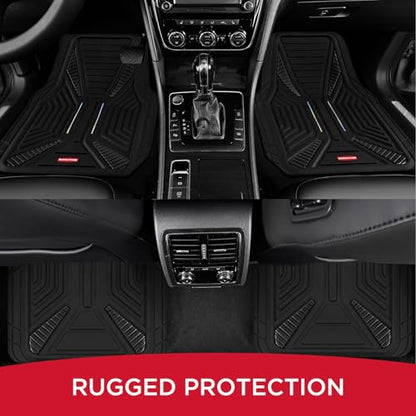 Rubbermaid Car Mat Full Set, Universal Trim-to-Fit Heavy-Duty Car Floor Mats – 4-Piece Set for All Weather Protection – Durable Rubber Mat for Cars, Trucks, SUVs & Vans-Black - color: Black