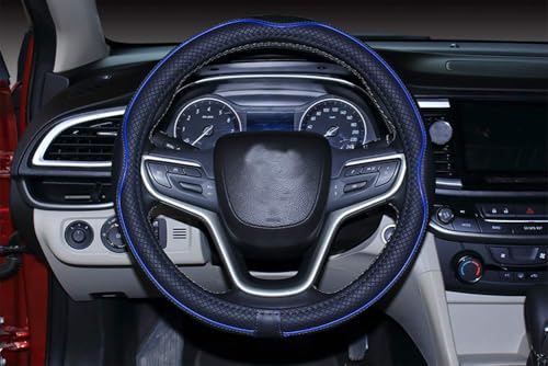 Mayco Bell Large Size Steering Wheel Cover Anti-Slip,Safety,Soft,Breathable,Durable,Full Surround,Comfortable Grip Microfiber Leather (15.5-16 inch, Black Dark Blue) - color: Black Dark Blue, size: 15.25''-16''