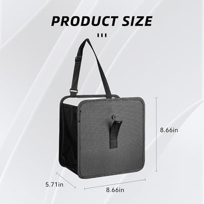 Car Trash Can, Oxford Cloth Foldable Car Trash Bin Hanging, 1.85 Gallon Capacity Garbage Bag Organizer, Leak-Proof Waterproof Auto Storage Container (Medium)