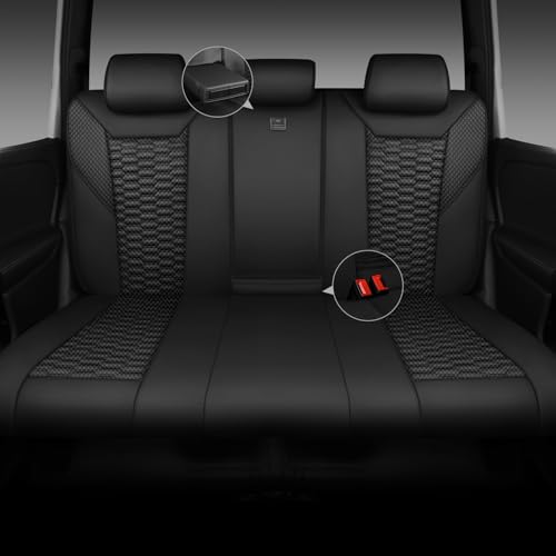 CAR PASS 3D Foam Mesh Leather Back Bench Car Seat Covers,Breathable Rear Seat Cover Universal Fit for Most Cars Sedans SUVs Vans Small Trucks 95% Automotive Backseat, Black - color: black rear, size: Rear