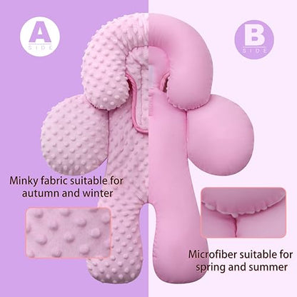 Pro Goleem Infant Car Seat Head Neck Body Support, Ultra-Soft Minky and Microfiber Car Seat Strap Pads, Perfect for Stroller, 2-in-1 Reversible, Girls, Pink - color: Pink-p