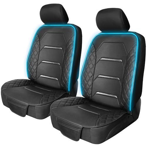 Motor Trend RGB LED Car Seat Protector with Remote 2 Pack — Color-Changing Front Seat Cover, 4 Modes (Music Sync, Pulse, Fade, Static), Universal Fit, Faux Leather Trim, Waterproof & Easy Install