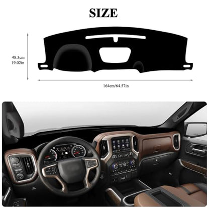 Dashboard Cover Dash Mat Compatible with 2019-2022 Chevy Chevrolet Silverado/GMC Sierra 1500 2500HD 3500HD (Black) - color: 2019-2022