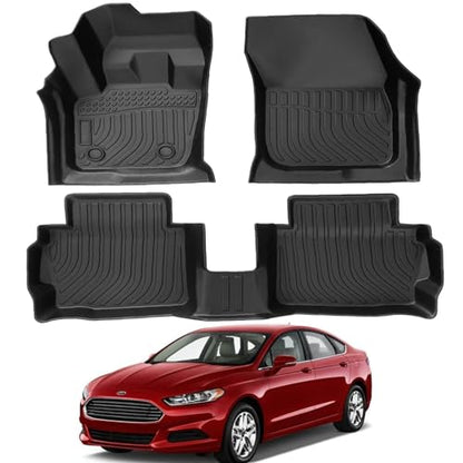 All Weather Rubber Car Floor Mats for 2013-2016 Ford Fusion, Full Set Includes 1st and 2nd Rows Maximum Coverage, Laser Measured, Non Slip, Easy to Clean - size: 2013-2016 Fusion