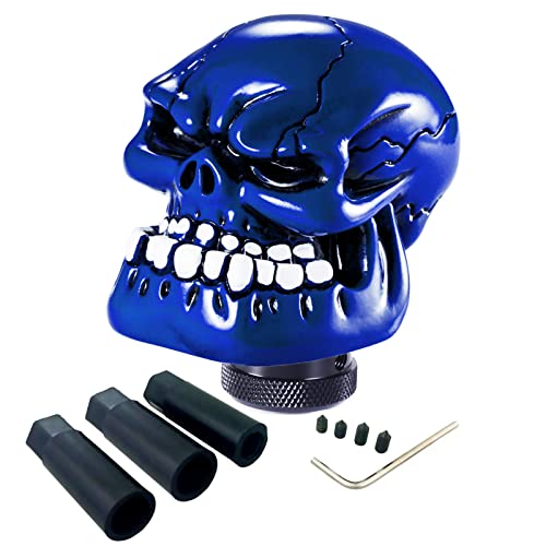 Skeleton Shifter Knobs Skull Gear Lever Handle Car Shift Head Fit Most Manual Automatic Transmission, Blue - color: Blue