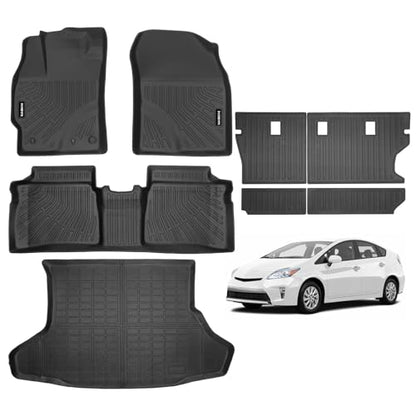 Naibeve Floor Mats for 2010-2014 Toyota Prius - All Weather Custom for Toyota Prius Floor Mats & Cargo Mat & Backrest Mats Waterproof Interior Accessories - size: 2)Prius|2010-2014