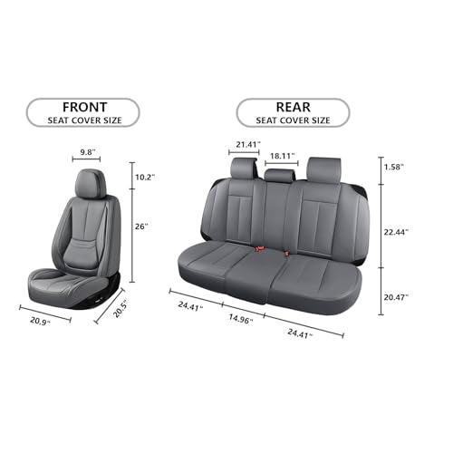 Car Seat Covers Full Set,Leather Waterproof Car Seat Cover,Airbag Compatible,Breathable Design,Suitable for Car,Truck,SUV 5 Pack (Grey) - color: Grey, size: 5 Pack