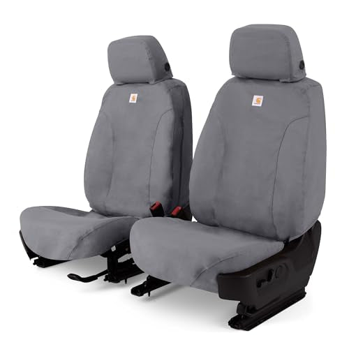 Covercraft Carhartt SeatSaver Custom Seat Covers for 2021-2026 Ford F-150 & 2022-2026 F-150 Lightning, 2023-2026 F-250/F-350/F-450/F-550-1st Row Bucket Seats, Duck Weave Gravel