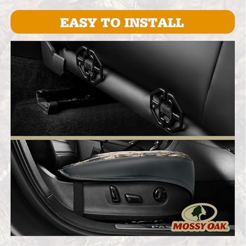 Mossy Oak Car Seat Cover, Luxury Faux Leather Front Bottom Seat Cushion Cover, Universal Anti-Slip with Wrap-Around Design and Storage Bags, Suitable for Most Vehicles - Gray Color 1 Piece - color: Gray