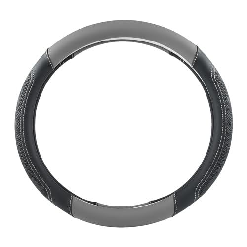 GIANT PANDA Car Steering Wheel Cover for RAM 1500 2500 3500, Compatible with Dodge RAM 15.5-16 inches - Black+Gray - color: A-Black+Gray