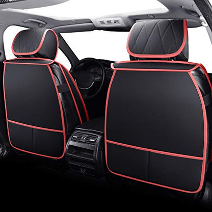 Aierxuan 2 Front Drive Car Seat Covers Waterproof Leather Non-Slip Universal for Honda Civic Ford Escape Edge Fusion Kia Sorento Soul Optima Cadenza Jetta Passat Jeep (2 PCS Front, Black-Red) - color: 2 PCS Front/Black-Red