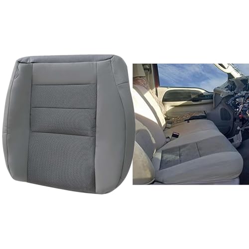 SecosAutoparts Driver Side Bottom & Foam Cushion Replacement Cloth Seat Covers Gray Compatible with Ford F250 F350 F450 F550 2003 2004 2005 2006 2007