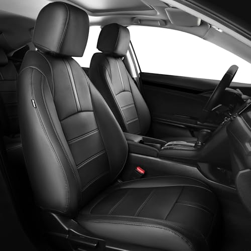 Seat Covers for Honda Civic Sedan EX-L, EX-T, EX, Touring, Sport 2016-2021, Faux Leather Car Seats Cover Full Set Waterproof Black (60/40 Split Seatback-with Rear Armrest) - color: Black, size: Sedan 2016-2021 (60/40 Split - With Armrest)