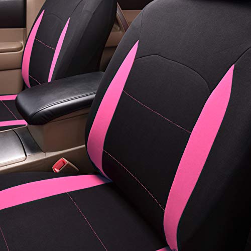 Flying Banner Car Seat Covers Front Seats Rear Bench Polyester car seat Protectors Easy installations Rear Bench Split Classic Man Lady Truck - color: Black Pink