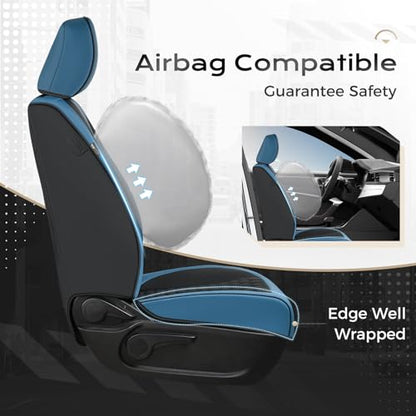 Coverado Tacoma Seat Covers Full Set, Faux Leather Custom Fit for 2024-2026 Toyota Tacoma Double/Crew Cab, Front & Rear Seat Protection (Blue) - color: Blue, size: Fullset（2024-2026）