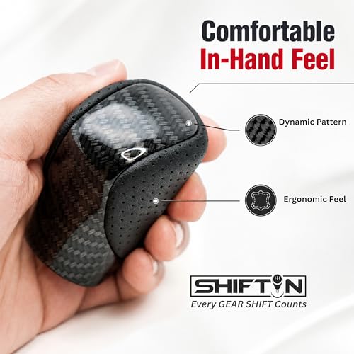 Gear Shift Knob Shifter for Lexus ES GS GX NX RC RX IS350 200t 300 350 450h 450hL 350L | OEM Style Replacement, fits F-Sport Trim (Punched Black Leather/Carbon Pattern) - color: Punched Black Leather / Carbon Pattern