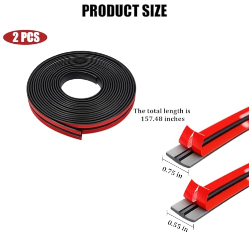 2PCS 13 FT Car Weather Stripping, T Shape Rubber Vehicle Front Rear Windshield Seal Strip, Self Adhesive Automotive Leak Sound Proofing Weatherstrip Accessories, Universal Fit - color: 14+19mm x 13FT