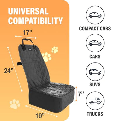 Active Pets Dog Car Seat Cover, Waterproof Front Seat Protector for SUV Truck Sedan, Pet Safety Travel Comfort System with Universal Fit, Black - color: Black
