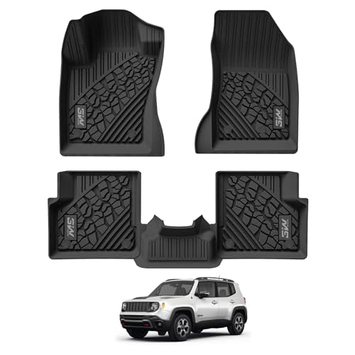 3W Floor Mats Fit for Jeep Renegade 2015-2023 TPE All Weather Custom Fit Floor Liner for Jeep Renegade 1st and 2nd Row Full Set Car Liners Black - size: Jeep Renegade 2015-2023 Floor Mats
