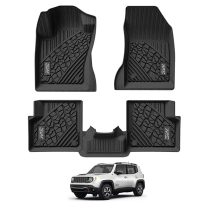 3W Floor Mats Fit for Jeep Renegade 2015-2023 TPE All Weather Custom Fit Floor Liner for Jeep Renegade 1st and 2nd Row Full Set Car Liners Black - size: Jeep Renegade 2015-2023 Floor Mats