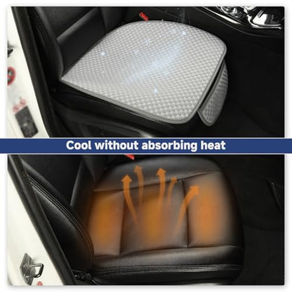 Ice Silk Front Car Seat Cover Protector Anti-Slip Bottom Seat Cover Fits 95% of Vehicles,Wrapping Around The Bottom,(Gray-2Pcs)