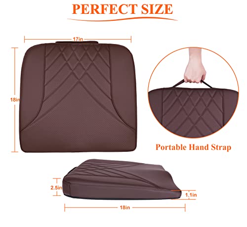 kingphenix Premium Car Seat Cushion, Memory Foam Driver Seat Cushion to Improve Driving View- Coccyx & Lower Back Pain Relief - Seat Cushion for Car, Truck, Office Chair (Leather Brown) - color: Leather Brown