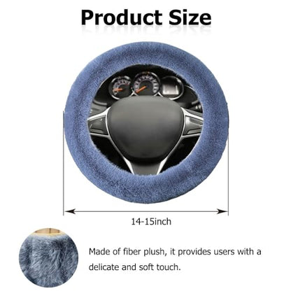 Fluffy Steering Wheel Cover, Winter Warm, Suitable for Most Car Steering Wheels in The 14-15 Inch Range (Grey, 1PCS) - color: Gray, size: 1PCS