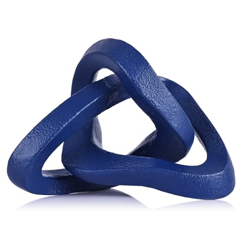 LCCCK Infinity Knot Sculpture Blue Knot Decor Object, Abstract Knick Knacks Coffee Table Modern Statue, Navy Blue Sculpture for Home Living Room Table Ornaments and TV Stand Bookshelf Decorative - color: Blue