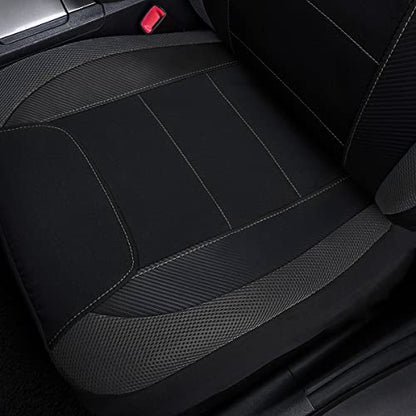 Flying Banner car seat Covers Quality Carbon Fiber Air Mesh Fabric Sport Low High Back Bucket Back Pocket Arm Rest (2 Fronts-Low Bucket-Built-in Seatbelt Compatible, Gray) - color: Gray -- Built-in Seatbelt Compatible, size: 2 Fronts--Low Bucket--Built-in
