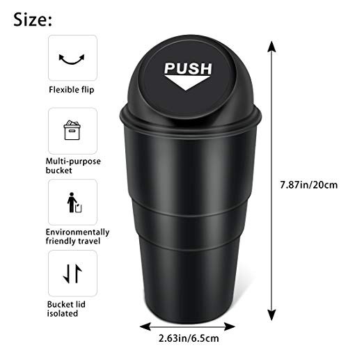 Cup Holder Trash Can, Leakproof Car Trash Can with Lid, Trash Bin for Car Accessories, Mini Garbage Bin Organizer for Automotive Office Home Kitchen, Applicable to Women and Men