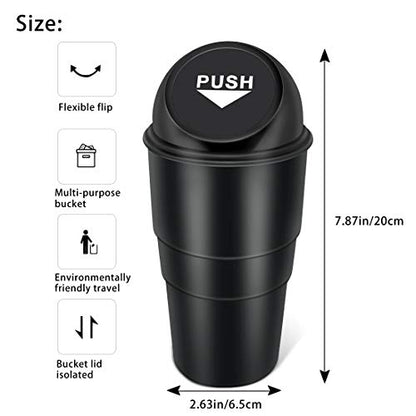 Cup Holder Trash Can, Leakproof Car Trash Can with Lid, Trash Bin for Car Accessories, Mini Garbage Bin Organizer for Automotive Office Home Kitchen, Applicable to Women and Men