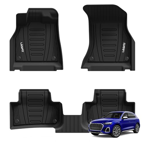 LASFIT Floor Mats Custom Fit for Audi Q5 SQ5 2018-2025(Include Q5/SQ5 Sportback 2021-2025), All-Weather Protection TPE 1st & 2nd Row Car Liners for Audi Accsessories, Easy to Clean, Black - size: 3)2018-2025|For Audi Q5|Floor Mats