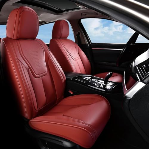 FLORICH Front Seat Covers for Cars, Luxury Waterproof Faux Leather Seat Covers Cushion, Car Seat Protectors Universal Fit for Most 5 Seats Vehicles - Red - color: Wine Red, size: Frontpair